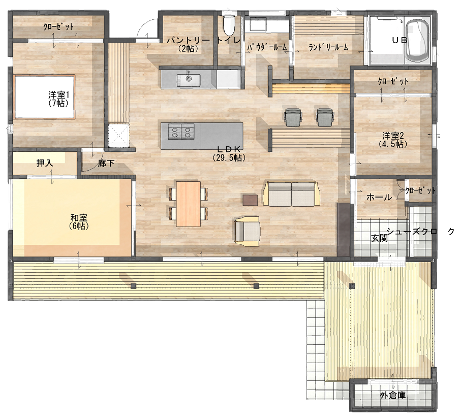 平屋の間取り図